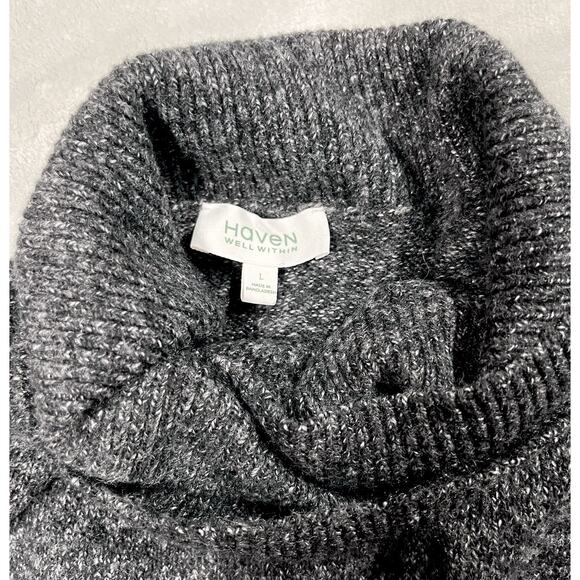 Haven Well Within L Heather Gray Mock Neck Sweater Organic Minimalist Capsule - Picture 2 of 12